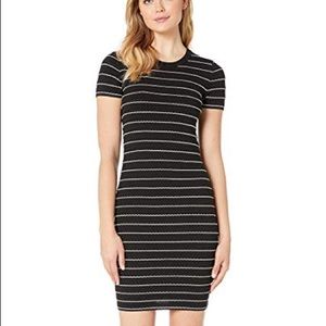 MICHAEL KORS RUFFLED STRIPE STRETCH-VISCOSE DRESS